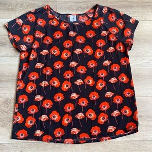 Cabi 3251 blouse Flanders Poppy shirt blouse split back size medium